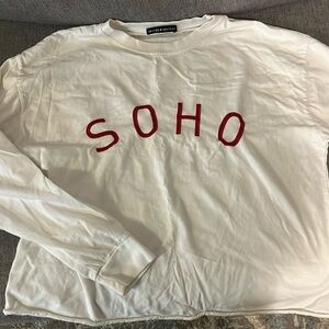 SOHO Brandy Melville Long Sleeve red embroidered crop
